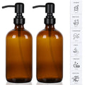 Ceecysaa Glass Soap Dispenser, 500 ml Soap Dispenser, 2 Pack Bathroom Hand Soap Dispenser with Pump, Amber Glass Bottles,Hand and Dish Soap Dispensers Sets for Kitchen,Bathroom