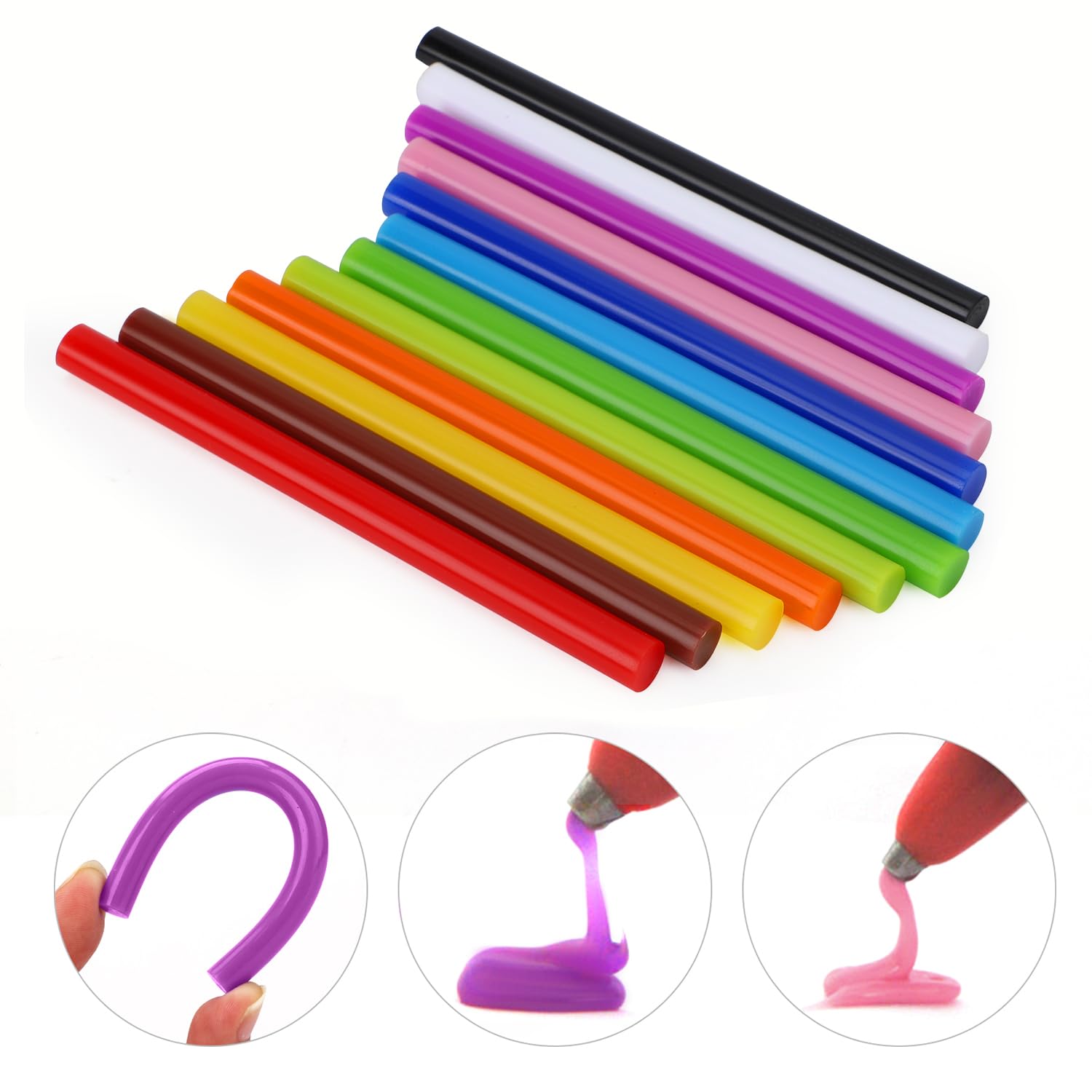 Colored Hot Glue Sticks, ENPOINT 72 PCS 7 mm x 100 mm Mini Color Hot Melt Glue Sticks Adhesive Purpose, 12 Colors EVA Hot Glue Stick for DIY Art Craft Woodworking General Repairs Gluing Projects Kit