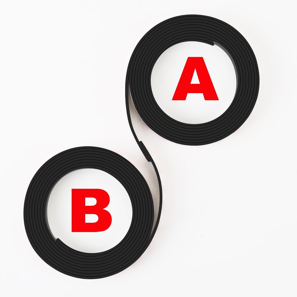 KiloDanMAG A+B Magnetic Tape with Adhesive Backing, Paired A+B Magnetic Strip (7.2FT X 0.6" W x 2 Roll) Flexible Magnet Tape Strips Roll Perfect for for Fly Screen, DIY Craft