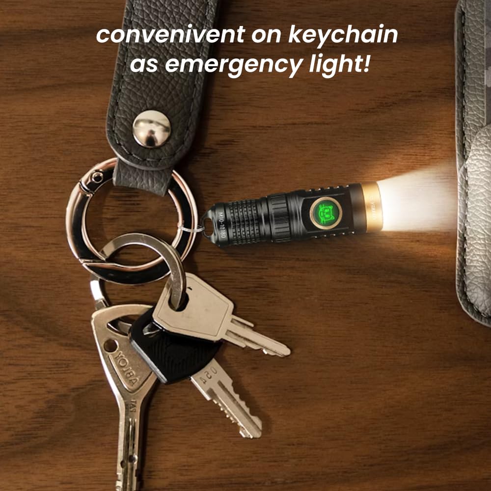Yemao Rechargeable Keychain Flashlight with Chain,600 High Lumens EDC Pocket Flashlights, Mini Flashlight with 6 Modes for Home Daily Use,Outdoor Emergency,Perfect Pocket Gift for Friends and Family