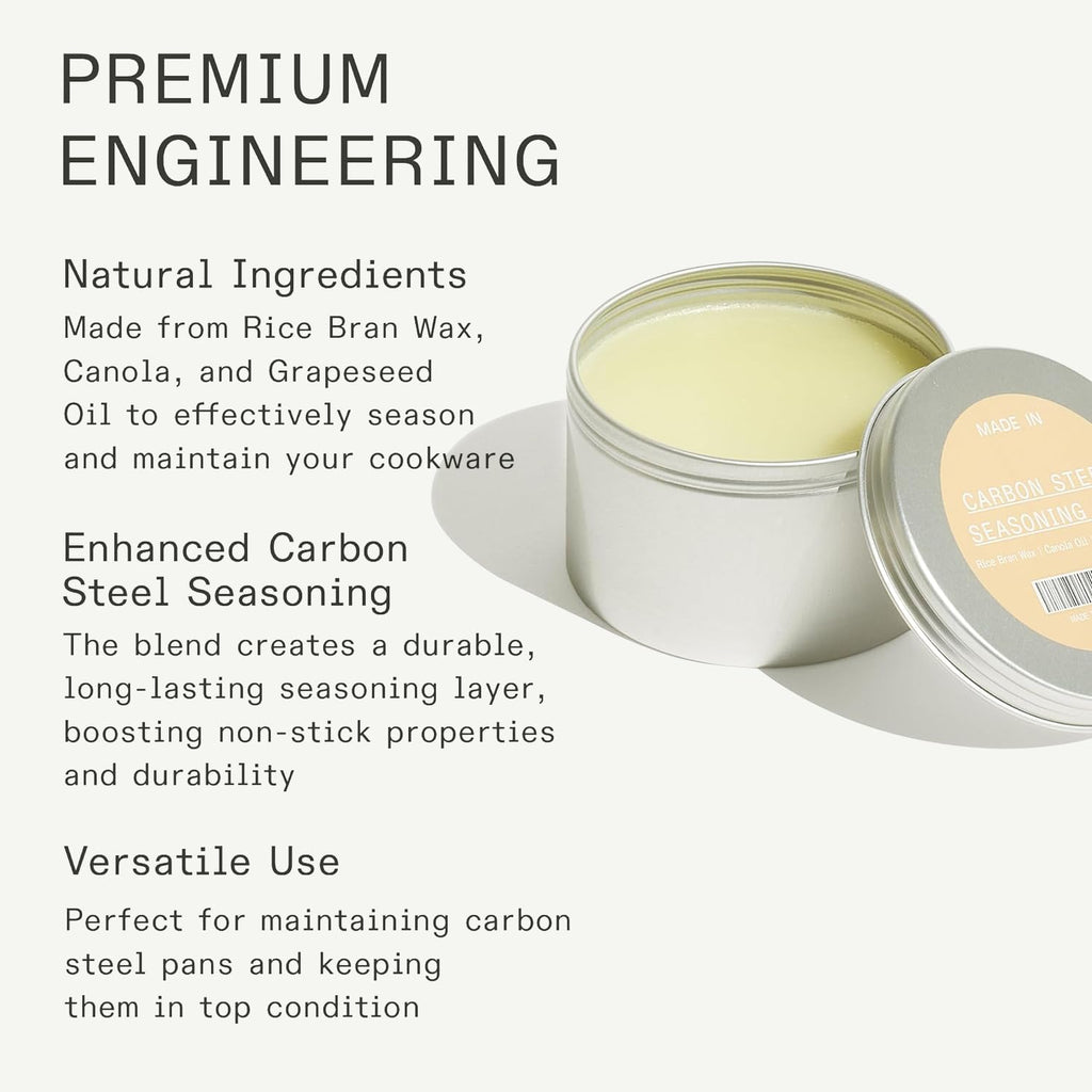 Made In Cookware - Carbon Steel Seasoning Wax (6 Oz) - Made in USA - Blend of Oils & Beeswax