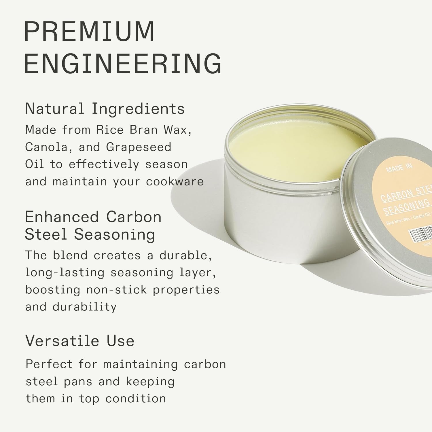 Made In Cookware - Carbon Steel Seasoning Wax (6 Oz) - Made in USA - Blend of Oils & Beeswax