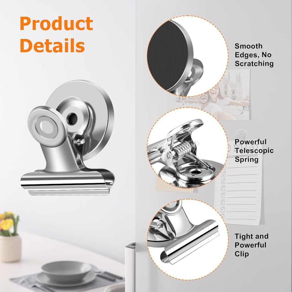 BEANPRECOY 25 Pcs Magnetic Clips, Strong Refrigerator Hooks for Home, Office, School - Fridge and Whiteboard Magnets (Silver)