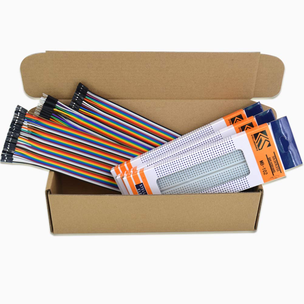 3 Pack Solderless Plug in Breadboard with 3 Pack Jumper Wires, 830 Tie-Point 4 Power Rails Breadboard for Circuit Test (40 Pin Male to Female,40 Pin Male to Male,40 Pin Female to Female)