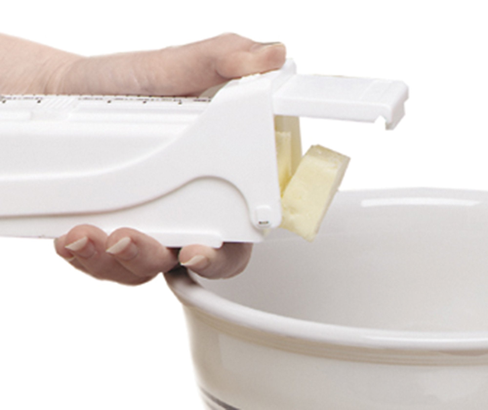 KitchenArt 32000 Buttermate Butter Cutter Slicer, Measuring Dispenser and Keeper, White - One Stick Capacity