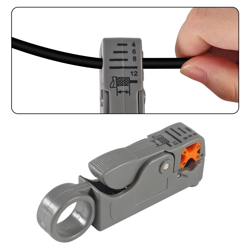 Coax Cable Crimper Tool Kit Coaxial Compression Tool Fitting Wire Stripper with 5PCS RG6 F Type Connector + 5PCS RG6 Coax Cable Extender