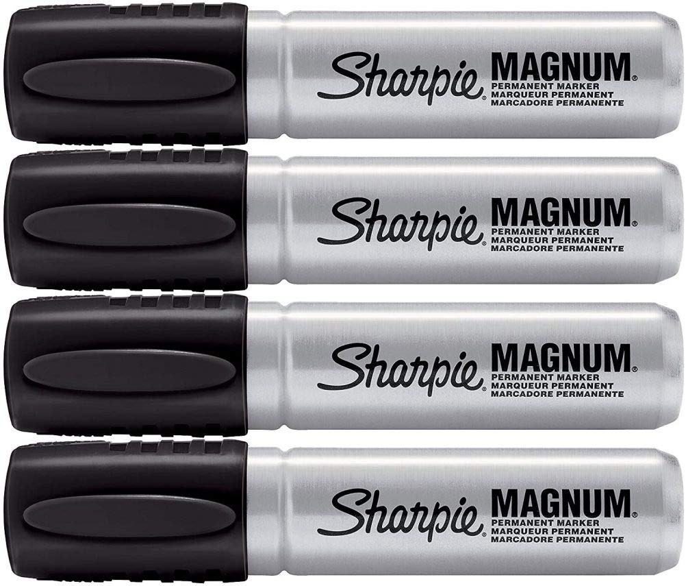 Sharpie Pro Magnum Professional Permanent Marker, Oversized Chisel Tip, Black Ink, Pack of 4