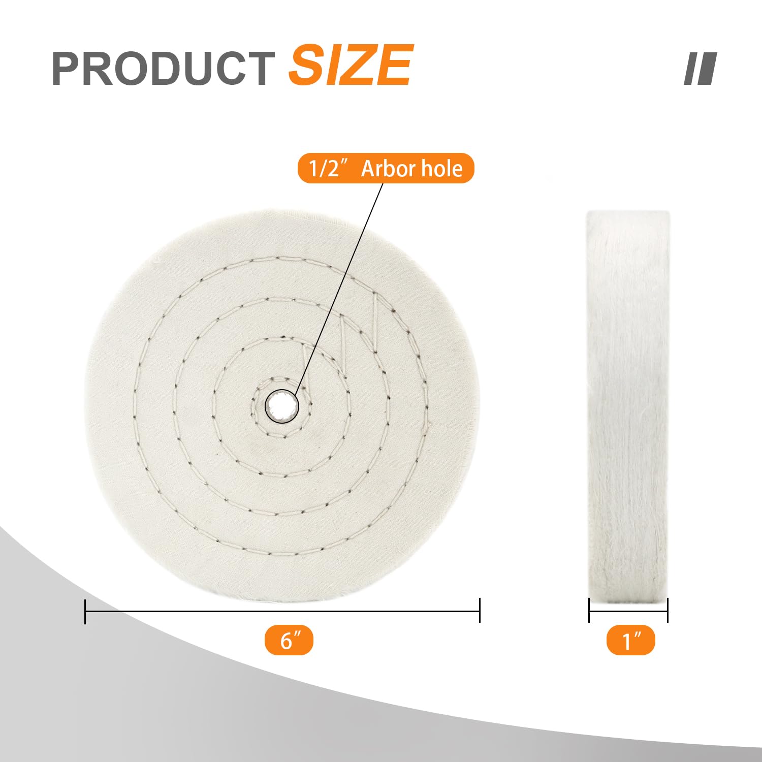 SCOTTCHEN Extra Thick Buffing Polishing Wheel 6 inch (70 Ply) for Bench Grinder Tool with 1/2" Arbor Hole 2 Pack