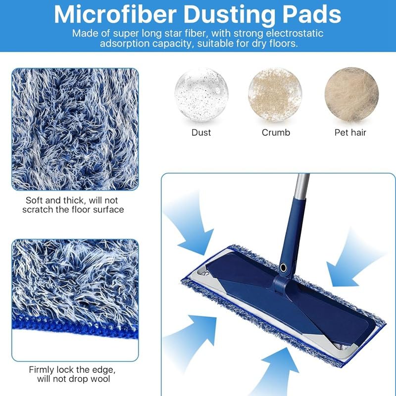 6 Pack Mop Pads Refills for Bona Family of Mops, 2 Microfiber Cleaning Pad, 2 Deep Clean Microfiber Pad, 2 Dust Clean Pads