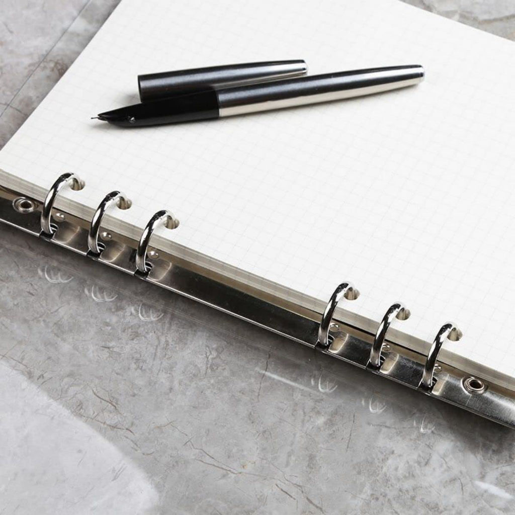 Elsjoy 6 Pack A5 Clear PVC Binder, 6-Ring Soft Notebook Binder Transparent Loose Leaf Binding Covers, Refillable Notebook Round Ring Binder with Snap Button Closure, 9.3" x 7"