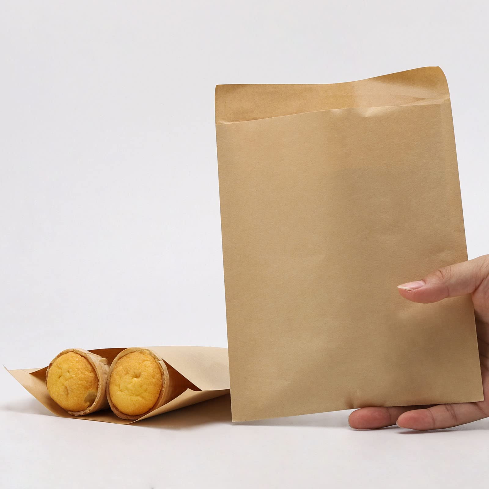 LoveBB Kraft Paper Treats Bags - 200 Pcs Brown Wax-lined Paper Packing Bags for Bakery Cookies, Bread, Snacks (5.9 x 7.9 inch)