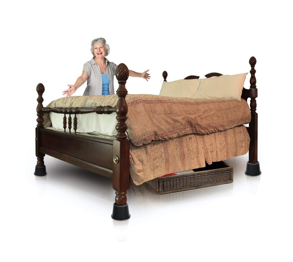 Slipstick 3 Inch (76mm) Bed Risers/Furniture Raisers with Steel Reinforced Holder Top, Lifts Height 3" (4 Pack) Supports 2,640 Pounds (1,200kg), Black, CB672