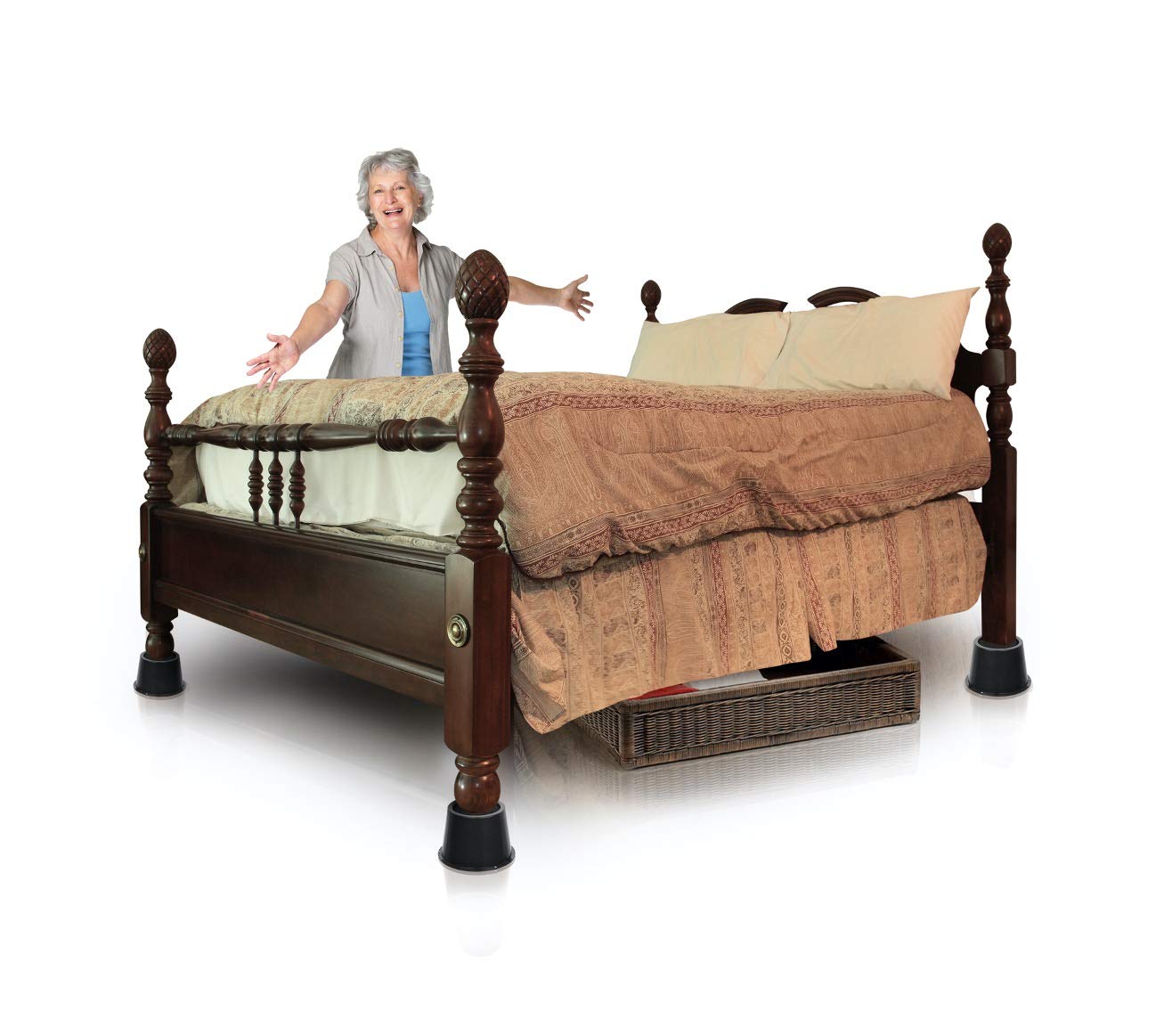 Slipstick 3 Inch (76mm) Bed Risers/Furniture Raisers with Steel Reinforced Holder Top, Lifts Height 3" (4 Pack) Supports 2,640 Pounds (1,200kg), Black, CB672