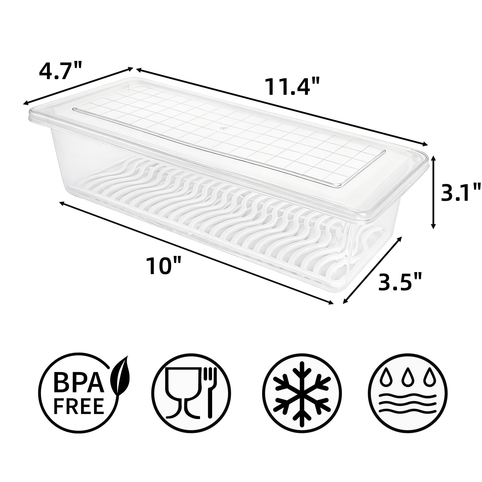 SOUJOY 6 Pack Produce Saver Container, 1.5L Food Storage Containers for Fridge with Lid, Stackable Fruits Storage Keeper with Removable Drain Plate for Vegetables, Meat, Fish Fresh and Dry