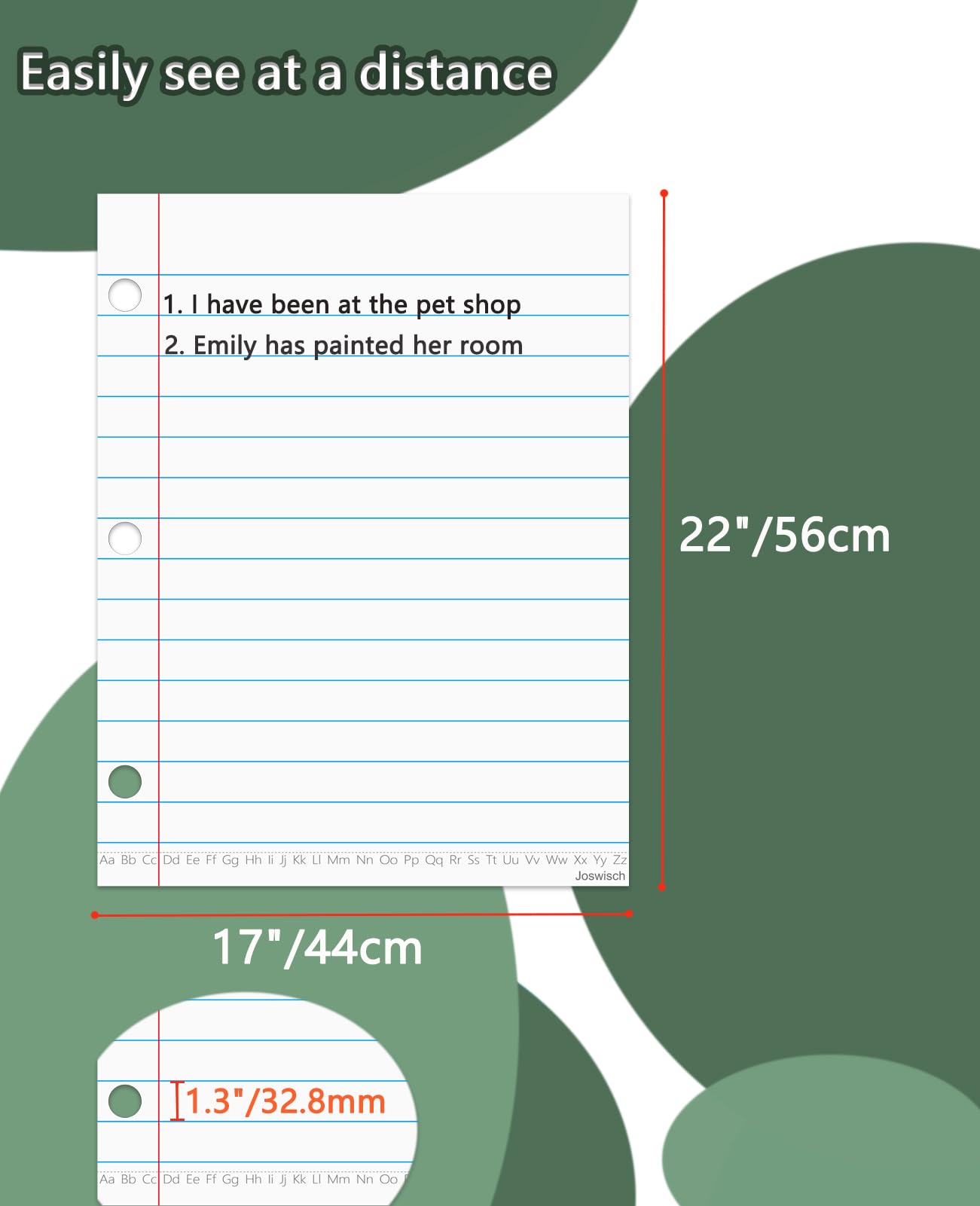 Joswisch Dry Erase Giant Sized Magnetic Notebook Paper, Handwriting Lined Paper for Classroom Whiteboard Accessories, Dry Erase Notebook Teaching Aids, Homeschool Teaching Supplies 17" x 22"
