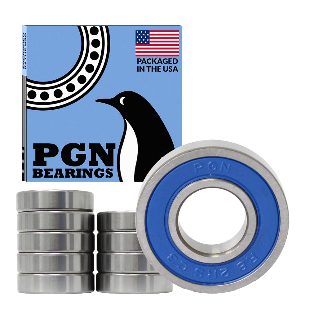 PGN - R8-2RS Sealed Ball Bearing - 1/2" x1-1/8 x5/16 - Lubricated - Chrome Steel (10 PCS)