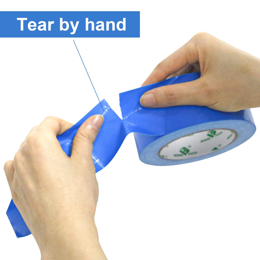 BOMEI PACK Blue Duct Tape Waterproof, Strong Tape Grips 2Rolls 9Mil x1.88inch x 30yds, Residue Free for Crafts and Repair