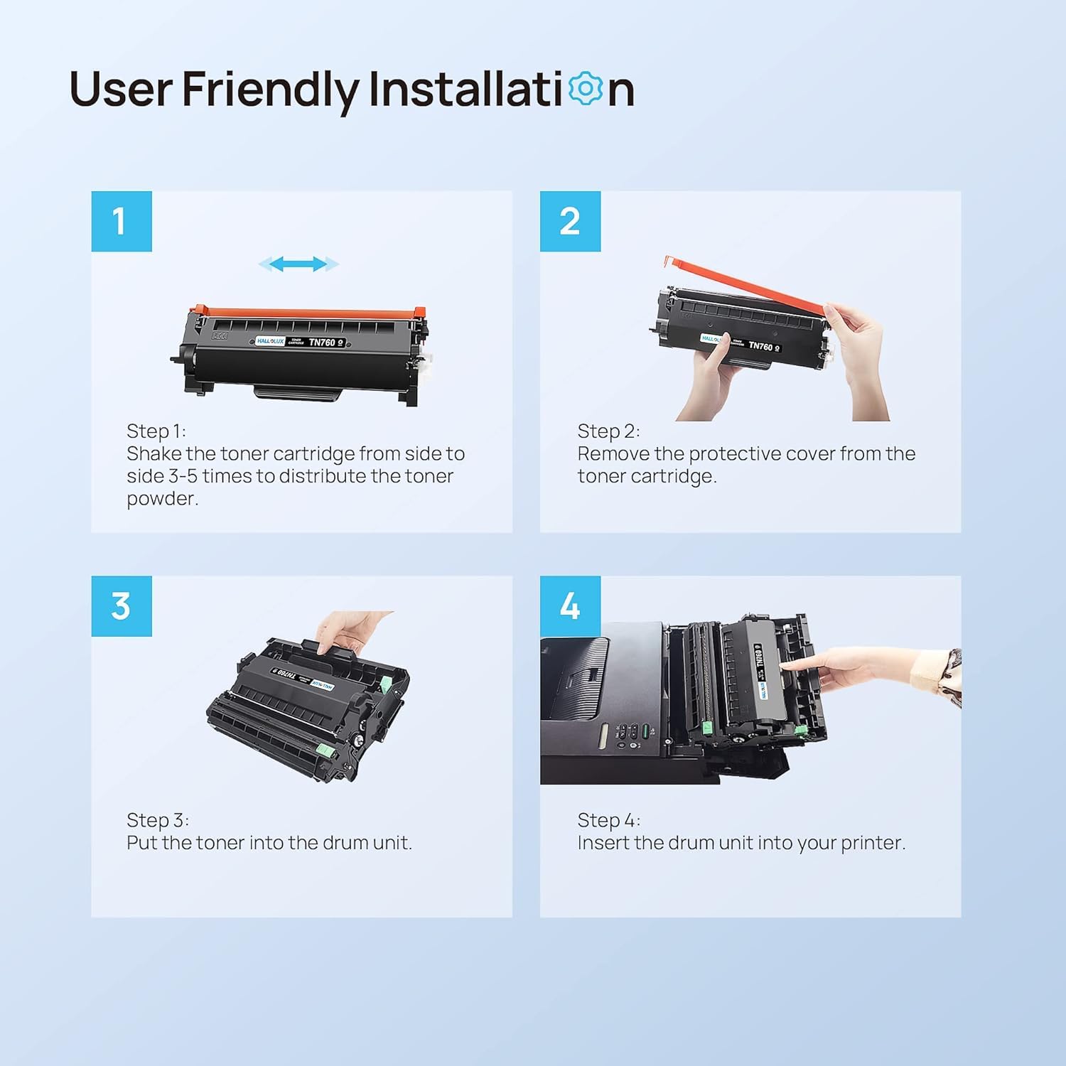 (4 Black) TN760 Toner Cartridge for Brother TN 760 TN730 TN-760 TN-730 Replacement for Brother DCP-l2550DW HL-L2390DW Toner Use for DCP 2550DW MCF L2690DW L2710DW L2750DW HL-L2350DW L2390DW Printer