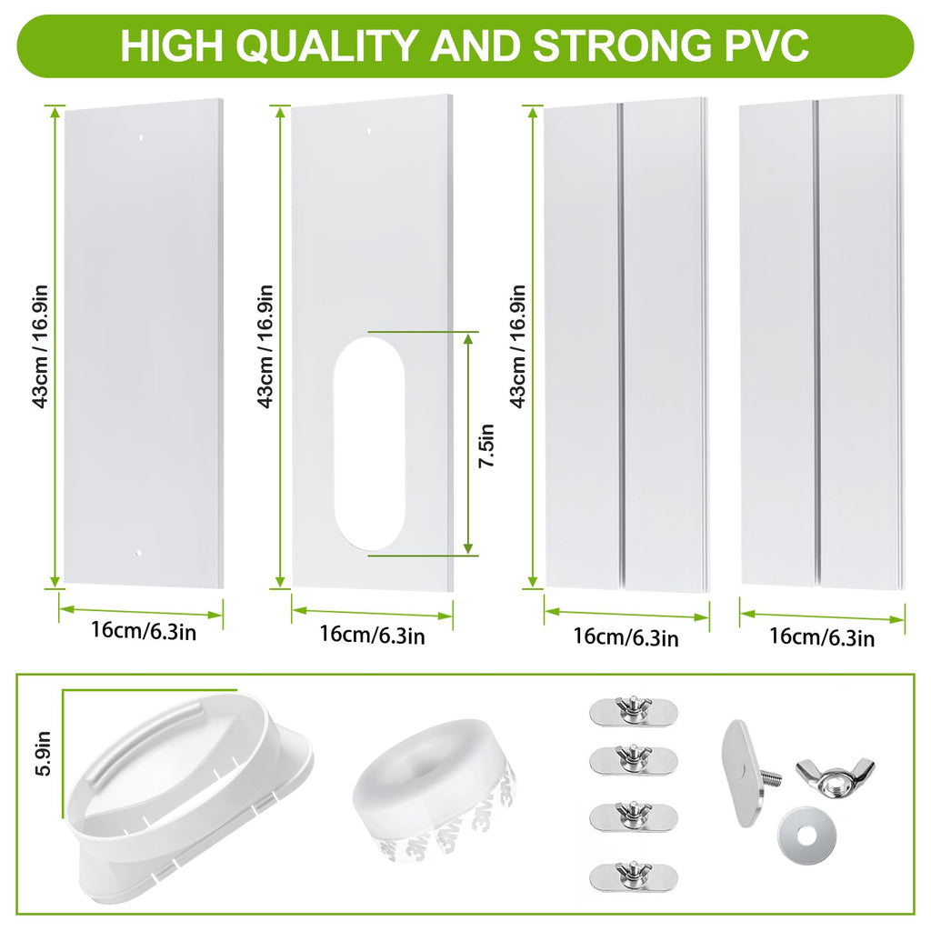 Portable Air Conditioner Window Vent Seal Kit with Universal Coupler, Adjustable Portable AC Vent Kit for Vertical & Horizontal Sliding Window, Fit for All AC with 5.9 Inch Diameter Exhaust Hose