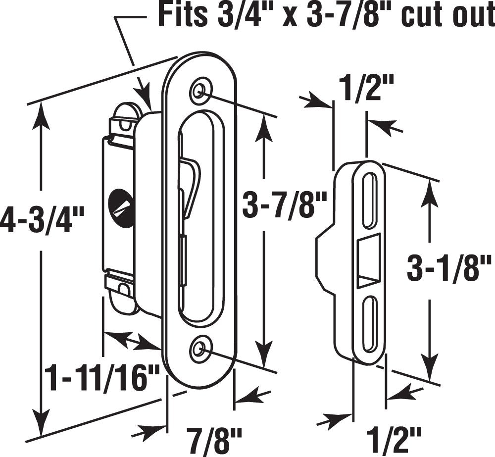 Prime-Line Products E 2126 Sliding Door Lock and Keeper for Wood or Aluminum