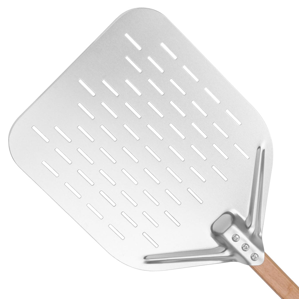Pizza Peel Pizza Shovel 40 x 30 cm 12 Inch Pizza Pusher Easy Glide on Pizza Stone Perforated Pizza Peel with Large Surface and Removable Handle