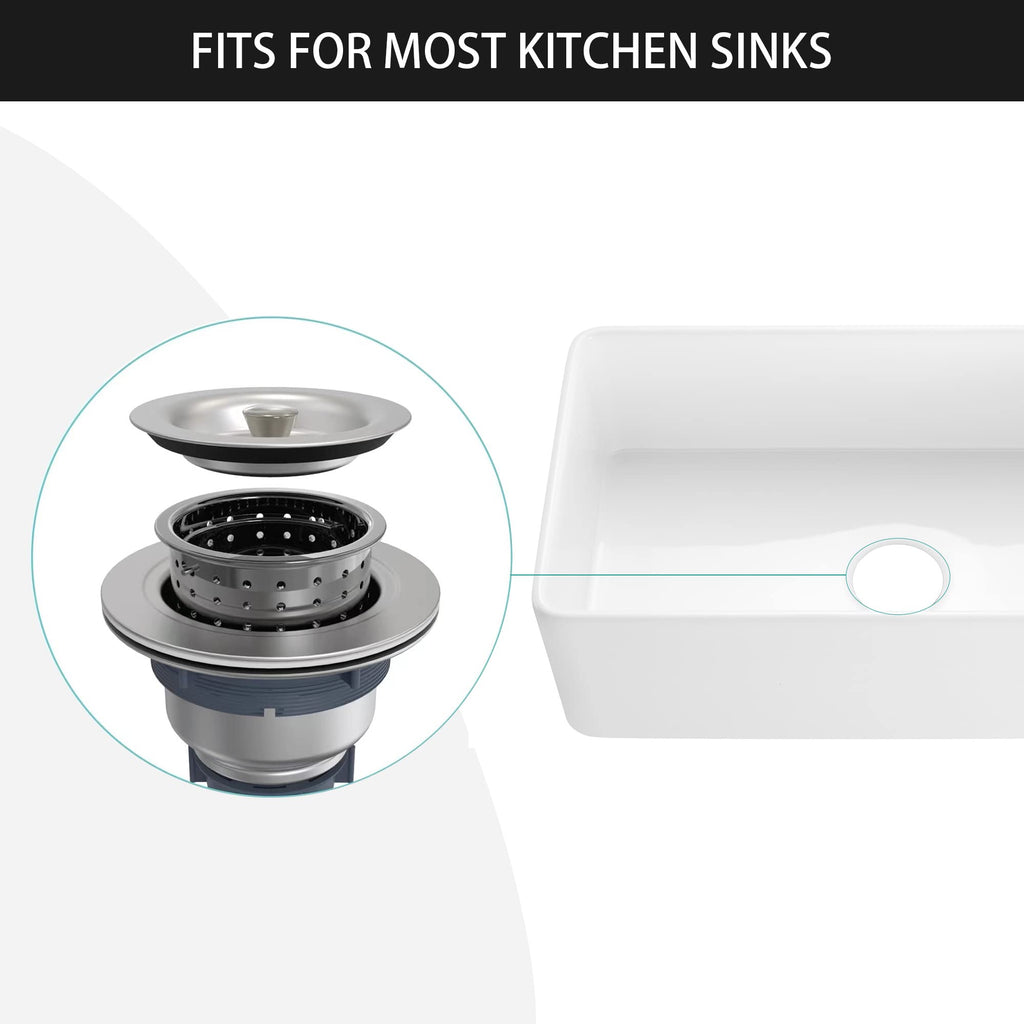 Sink Strainer Kitchen Sink Drain Assembly Kit 3-1/2 Inch with Kitchen Sink Drain Basket,304 Stainless Steel Sink Stopper & Cover Lid，Stainless Steel Brushed