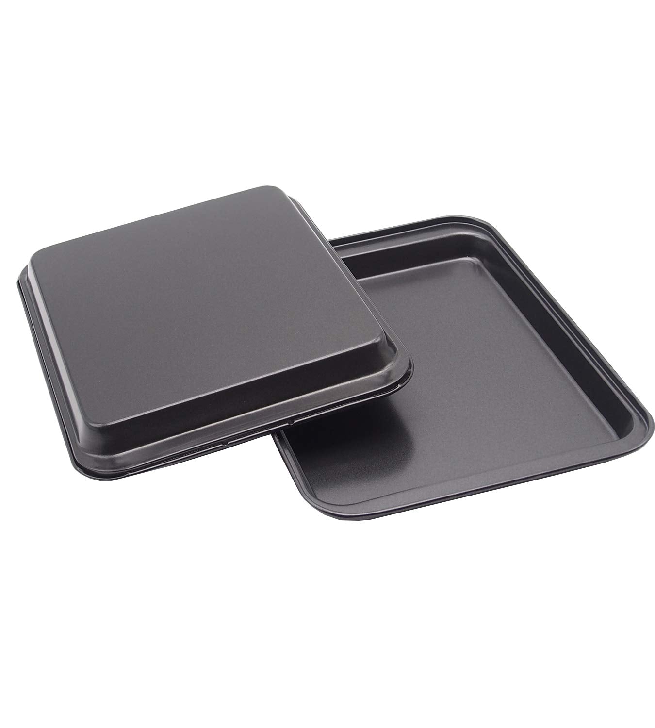 HYTK Small Baking Sheet Nonstick 9.45 X 7.09 Inch (Inner 7.5x6), 8 Inch Mini Cookie Tray Toaster Conventional Oven Pan No Warp No Rust Magnetic Bakeware for 1 to 2 person 2 Pack