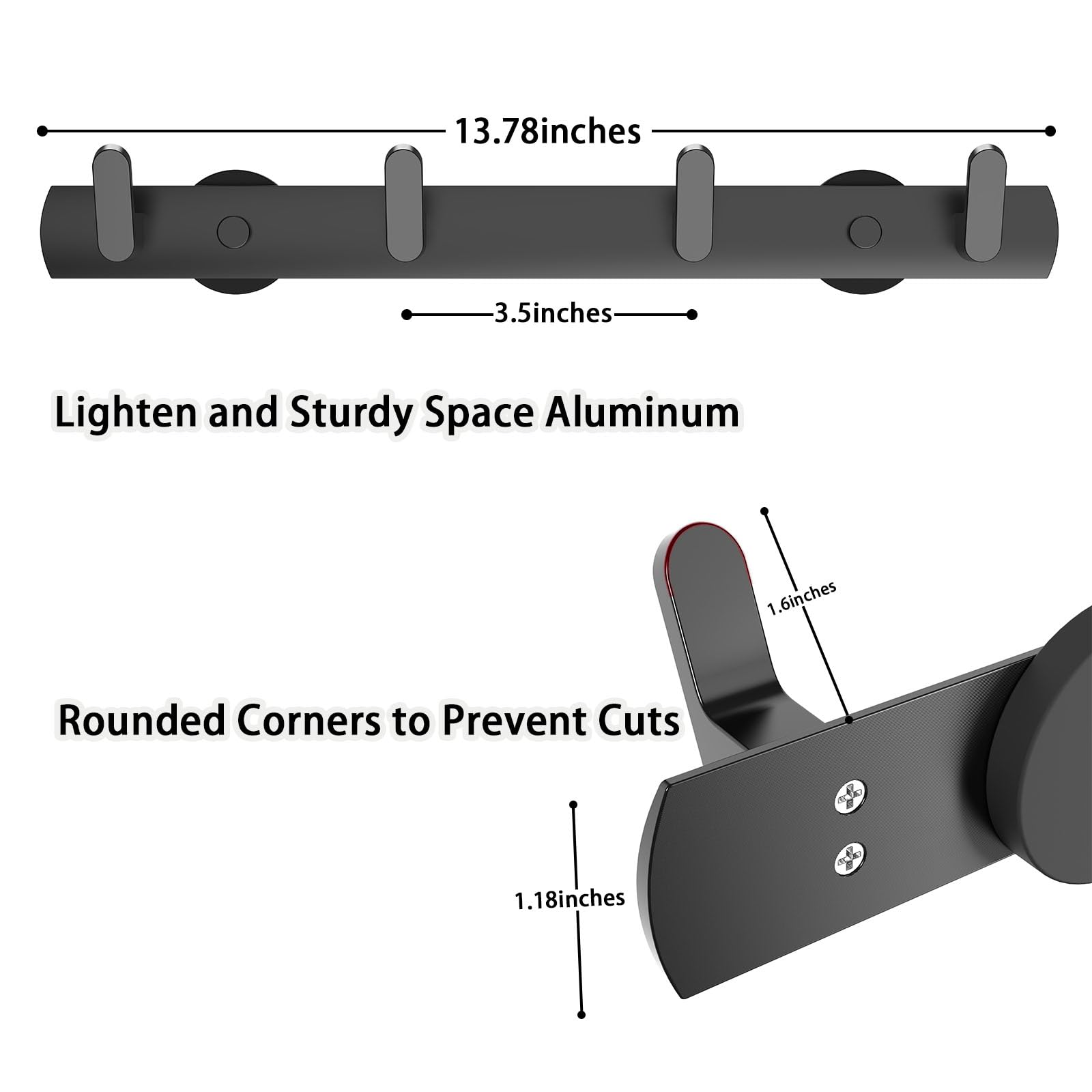 Sumlache Strong Magnetic Coat Hooks-4 Hooks Matte Black Magnetic Hanger Holder-Heavy Duty Magnetic Rack for Hanging Coat, Bag, Helmet, Backpack (4 Hooks)