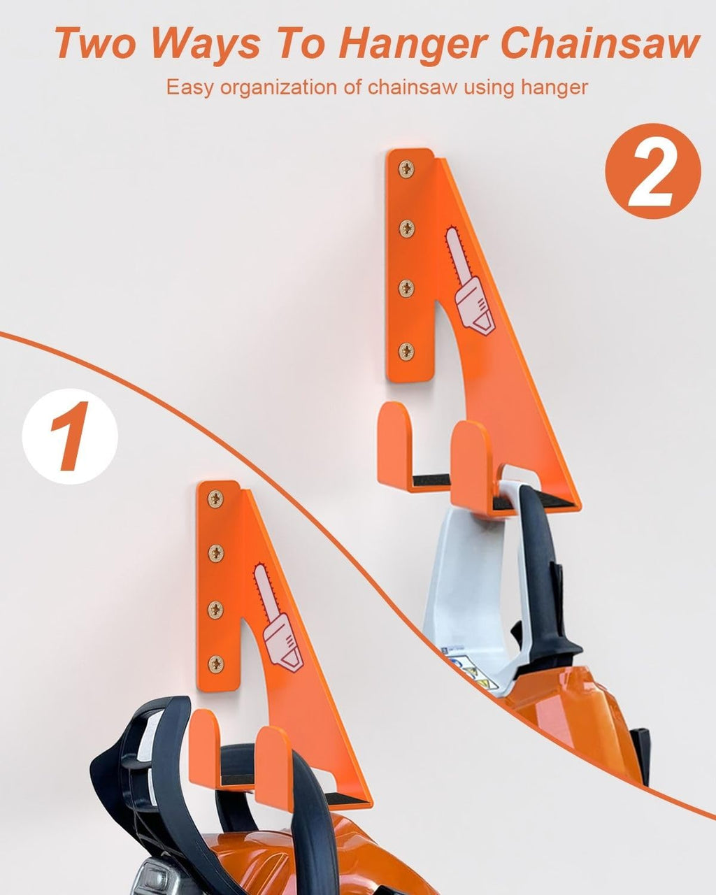 Chainsaw Holder -2 Pack- 180LB Heavy-Duty Alloy Steel Wall Mount Set, Chainsaw Accessories, Universal Fit for Stihl, Husqvarna, Echo Saws, Rust-Proof & Space-Saving Design (Garage, Workshop)