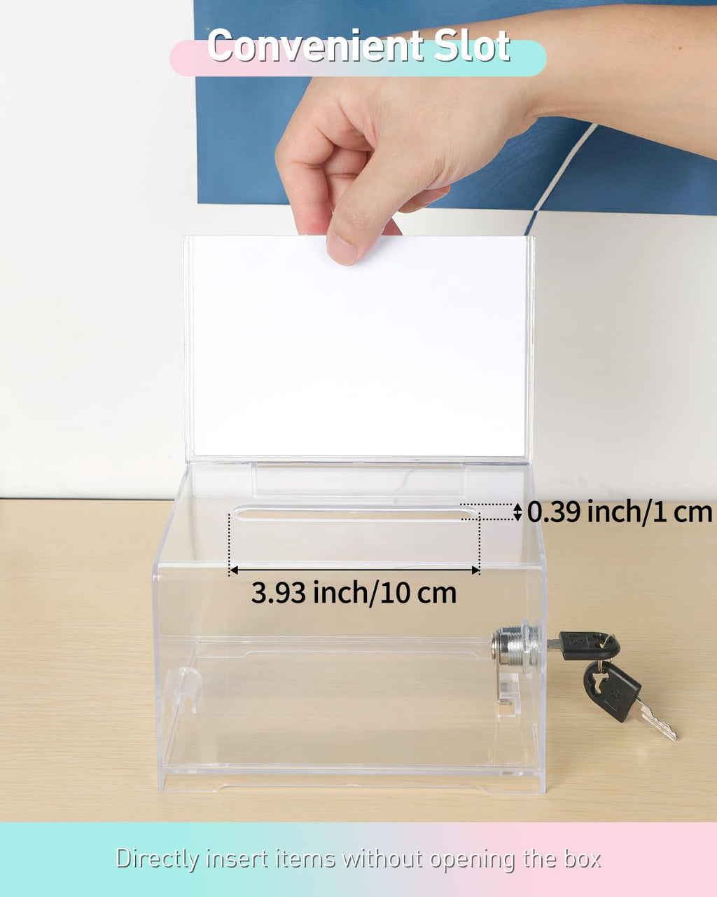 Uniclife 2 Pcs Acrylic Donation Box with Lock and Sign Holder Clear Ballot Box with Slot Plastic Suggestion Boxes Storage for Fundraising Voting Charity Tip Collection,15.7x11.9x10.16