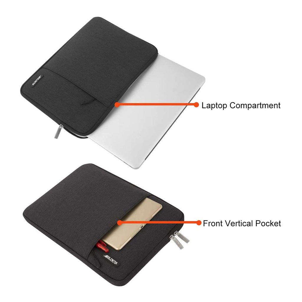 MOSISO Laptop Sleeve Bag Compatible with Laptop 16 inch, Polyester Vertical Case with Pocket, Black