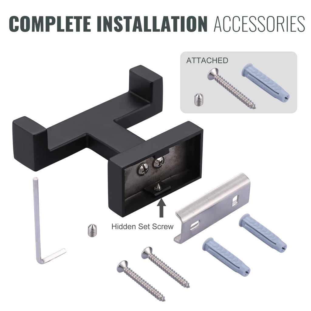Double Bathroom Towel Hook Black: iVIGA Matte Black Towel Holder Modern- Heavy Duty Robe Hooks for Wall - Stainless Steel Shower Towel Hanger