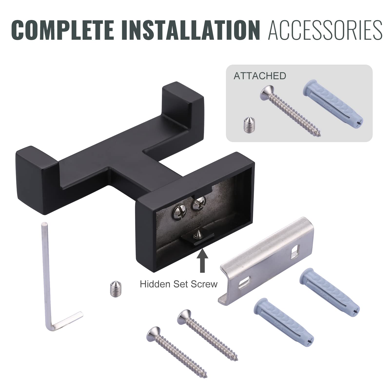 Double Bathroom Towel Hook Black: iVIGA Matte Black Towel Holder Modern- Heavy Duty Robe Hooks for Wall - Stainless Steel Shower Towel Hanger
