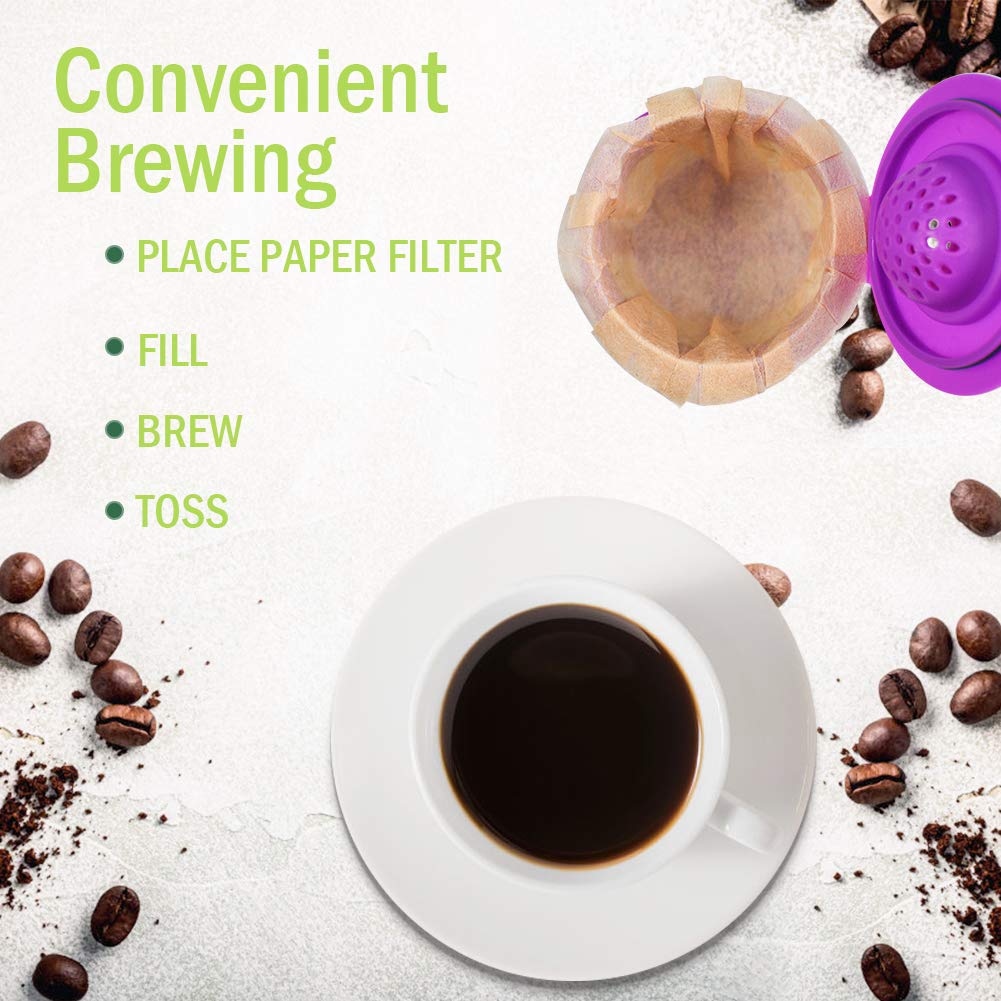 CAPMESSO Disposable Coffee Filters Replacement Paper Filter for Reusable Single Serve Keurig Brewer- 300 Count (Natural)