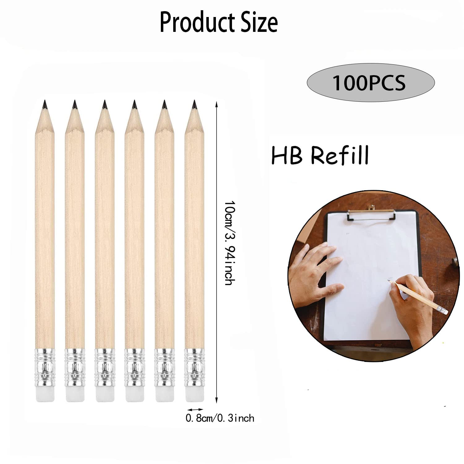 CAVLA 100 Pcs Golf Pencils, Mini Pencils, Half Pencils with Eraser, Short Round Pencils, Mini Wood Pencils Round Pencils Short Wood Pencils for Preschoolers Toddlers Kindergarten School Home