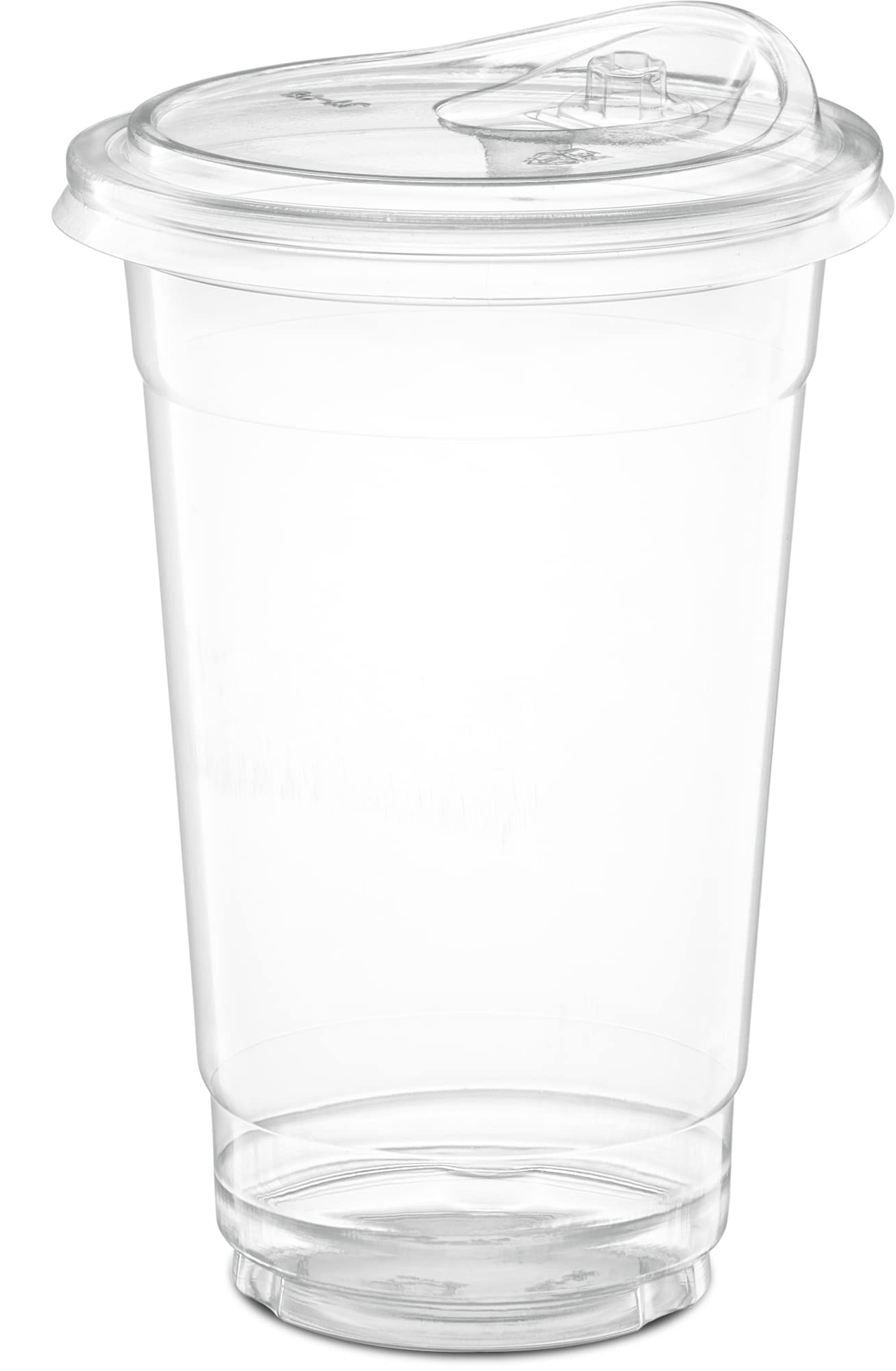 20 oz. Clear Cups with Straw less Sip-Lids, PET Crystal Clear Disposable 20 oz Plastic Coffee Cups with Lids [50 Sets]