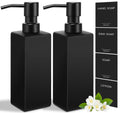 GMISUN Black Soap Dispenser, Hand Soap Dispensers Bathroom, 12oz Glass Soap Dispenser with Stainless Steel Pump, Dish Soap Dispenser for Kitchen, Bathroom/Kitchen Liquid Soap Dispenser Set, 2-Pack