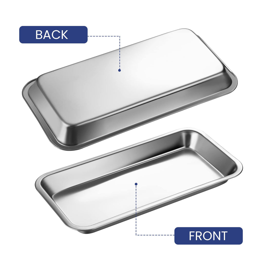 NUOMI Medical Surgical Tray Stainless Steel Instrument Trays Organizer 2 Pack Dental Procedure Tray Tool