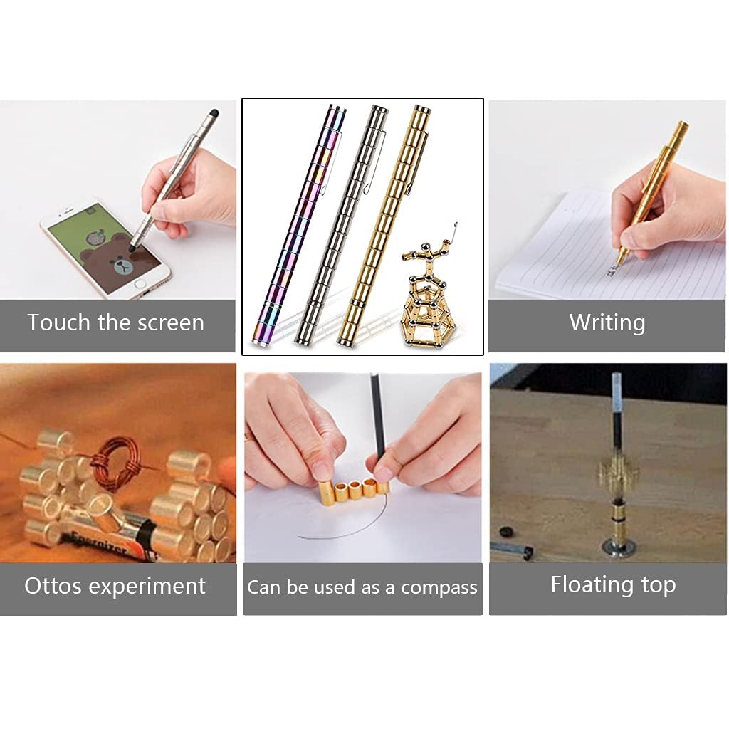 Fidget Pen Magnetic,Cool 0.5mm Ballpoint Pen,Fun Stress-Relieving Multifunction Writing Pen Creative Gift for Adult or Friends(Gold)