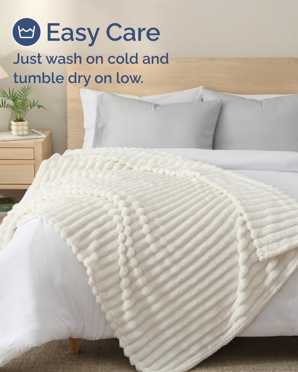 Super Soft Fleece Blanket Throw Size - Fleece Throw Blanket for Bed, Couch & Chair - Cozy, Warm & Breathable - All Season Fuzzy, Cute Decor, Microplush Bedding for Women, Men & Teens - 50x60, Ivory