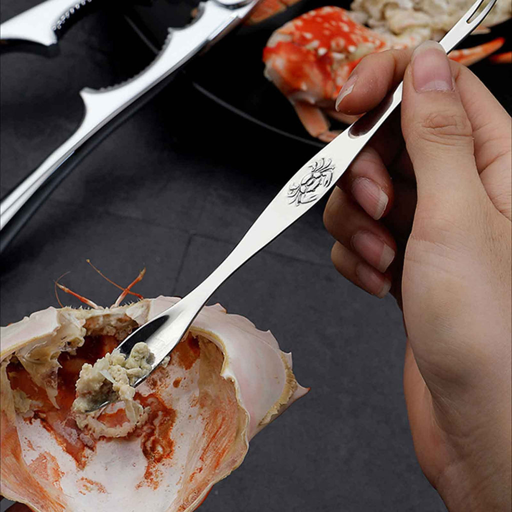 Artcome 10 Piece Seafood Tools Set - 2 Crab Crackers, 2 Lobster Shellers, 2 Seafood Forks, 2 Wide Crab Forks, 1 Seafood Scissors and 1 Storage Bag