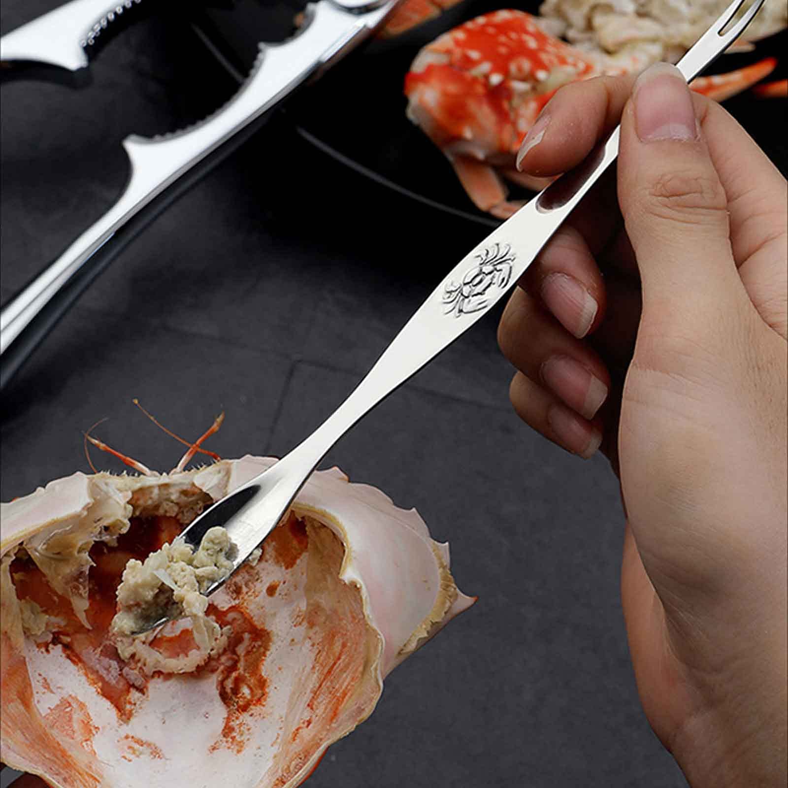 Artcome 10 Piece Seafood Tools Set - 2 Crab Crackers, 2 Lobster Shellers, 2 Seafood Forks, 2 Wide Crab Forks, 1 Seafood Scissors and 1 Storage Bag