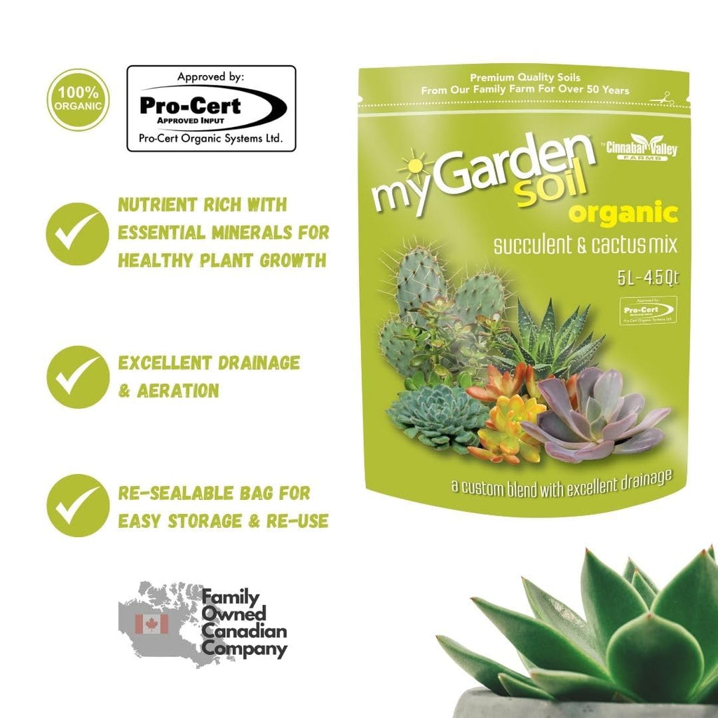 myGarden Organic Succulent & Cactus Soil Mix - 5L | Premium Drainage Blend for Thriving Gardens | Pro-Cert Approved | Nutrient-Rich Formula for Healthy Growth
