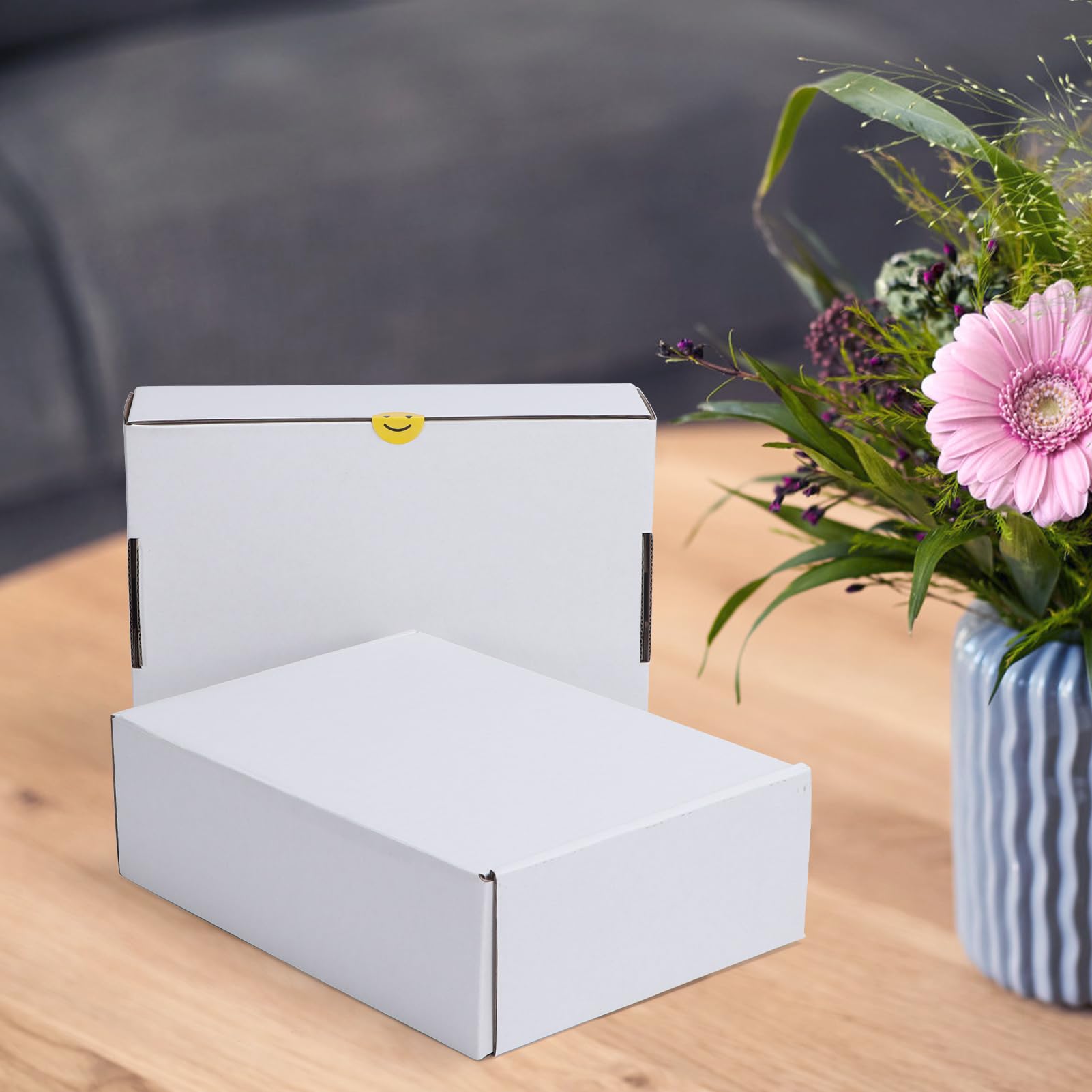 HORLIMER 10x7x3 inches Shipping Boxes Set of 25, White Corrugated Cardboard Box Literature Mailer