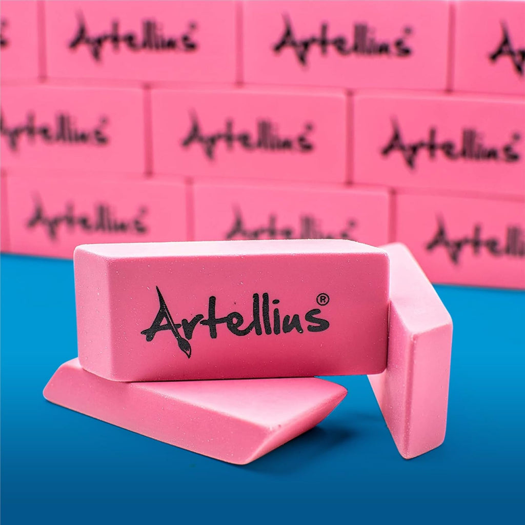 Pink Erasers Pack of 100 - Large Size, Latex & Smudge Free - Bulk School Supplies for Classrooms, Teachers, Homeschool, Office, Art Class