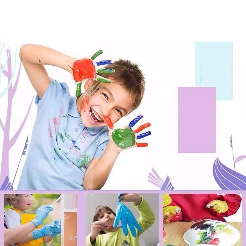 Multipurpose Disposable Nitrile Gloves for Kids of 5-12 Years Students, Powder Free, Latex Free, Textured Finger, Crafting, Painting,Gardening, Cooking, Cleaning(50PCS- Blue)