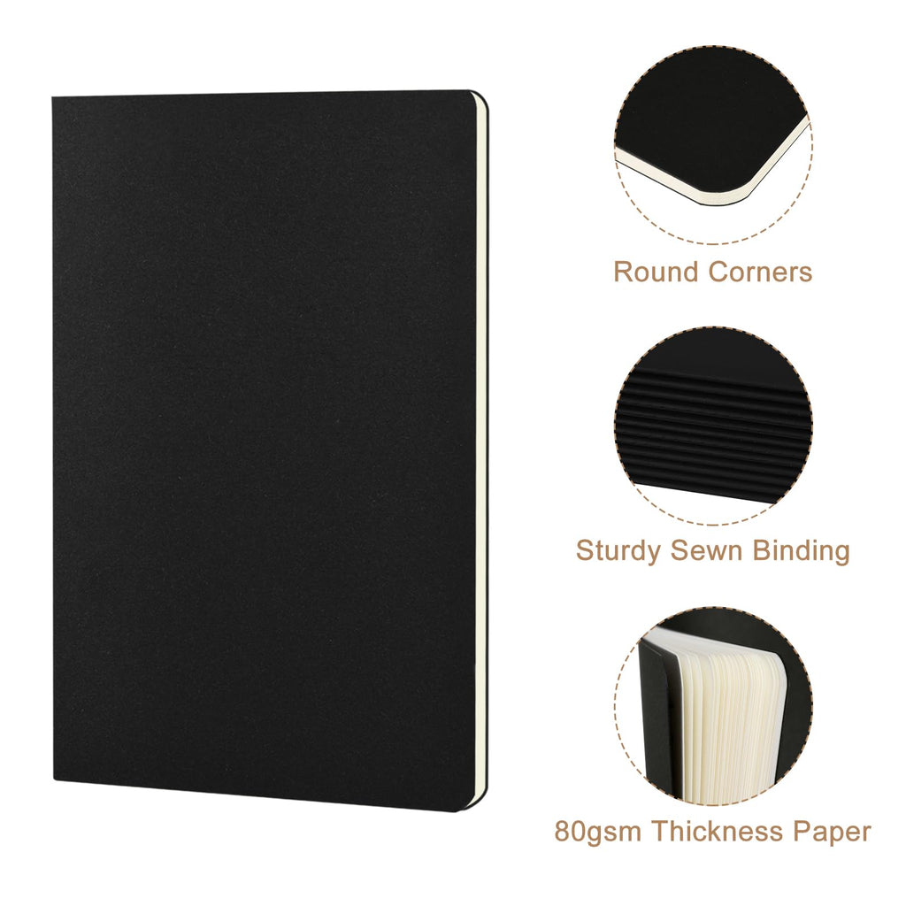 ZCZN Pocket Notebook 3.5x5.5 Inches, Black Softcover Lined Notebook, 60 Pack Small Journal for Office School Travel (60)