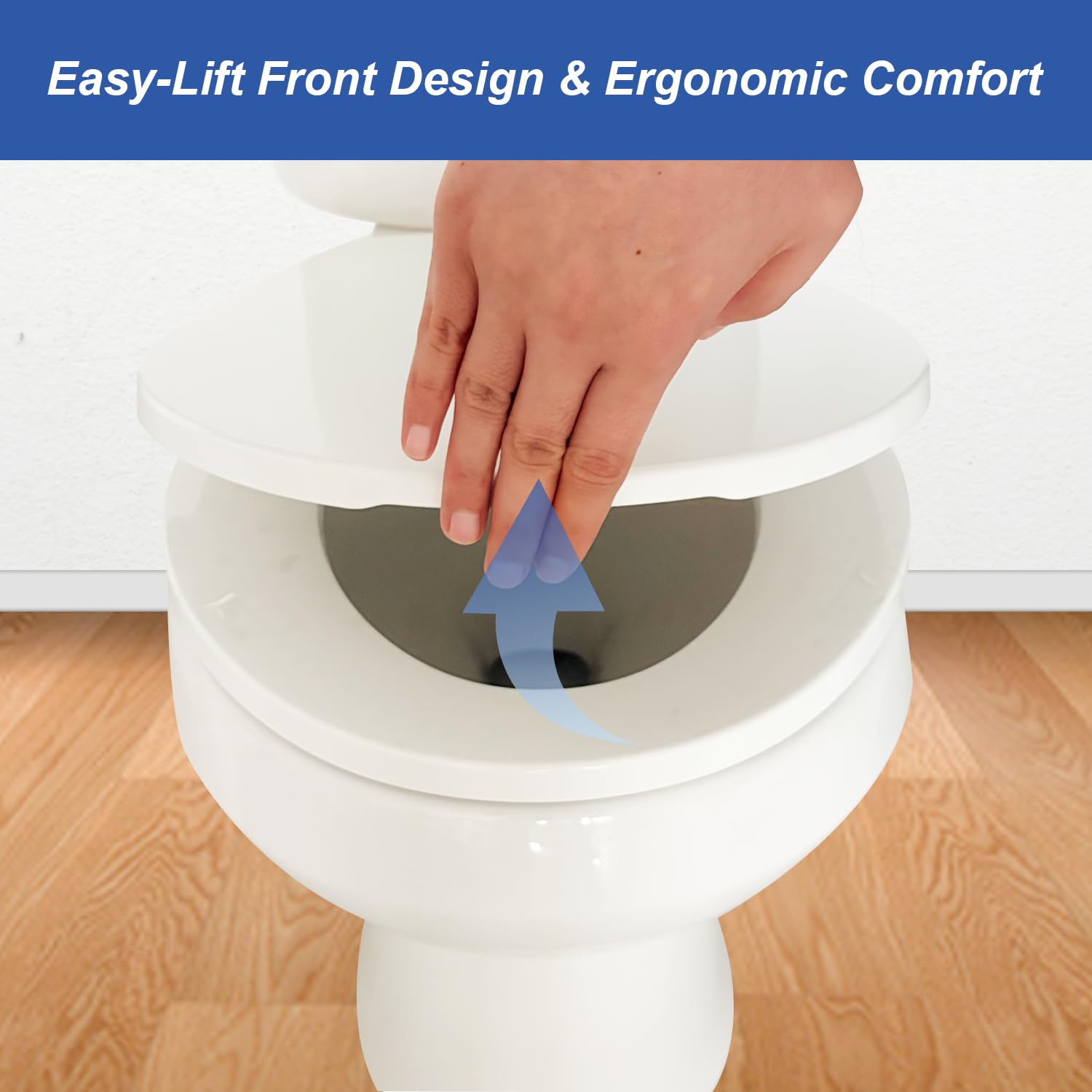 Round Toilet Seat, Standard 16.5” Slow/Soft Close Round Toilet Seat for Round Toilets, No-Slam Quiet-Close Lid, Easy-to-Install, White, Durable Never-Loosen Design