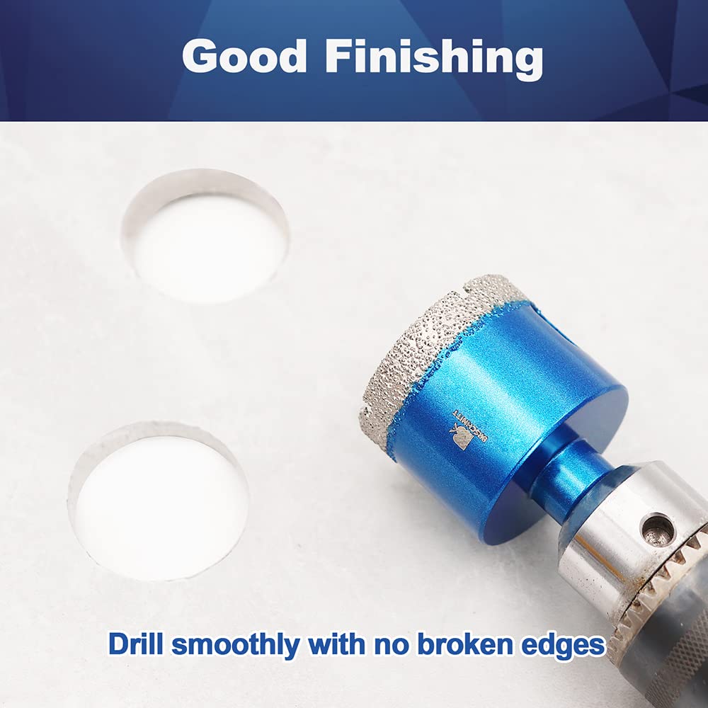 Dry Diamond Core Drill Bit Set,BRSCHNITT 2pcs 1 Inch (25 mm) Diamond Hole Saw Core Drill Bit with Triangle Shank for Porcelain Tile Ceramic Stone Granite Marble