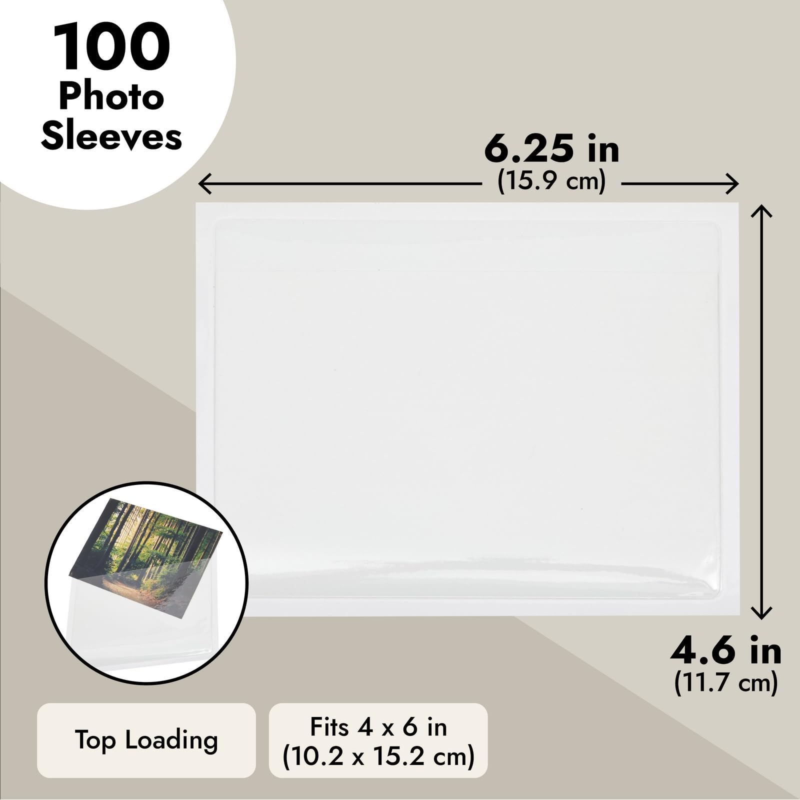 100 Pack Top Load 4x6 Photo Sleeves with Adhesive, Index Card Holder for Office Supplies, Clear Label Pockets for Small Business